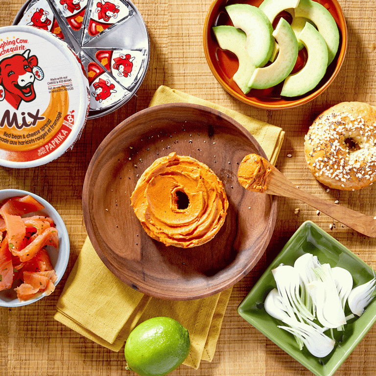 The Laughing Cow® Mix Red Beans with Paprika and Smoked Salmon Bagel
